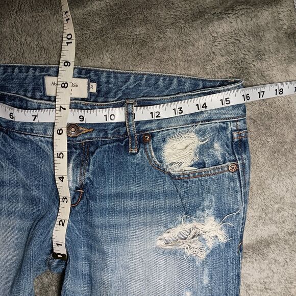 Vintage RARE Abercrombie Fitch Flared Jeans Trashed Thrashed Low Rise Distressed - Picture 4 of 16